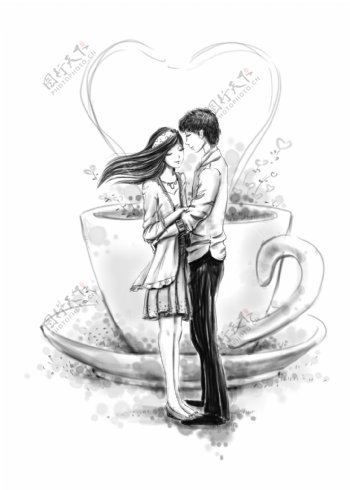 拥抱咖啡幸福婚姻