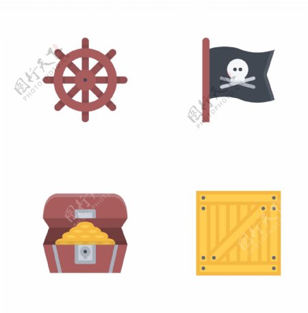 海轮财宝骷髅旗简洁矢量icon