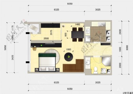家居室内家装平面户型图PSD