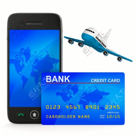 飞机手机和银行卡图片
