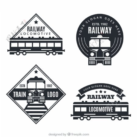 各种复古风格火车标志logo