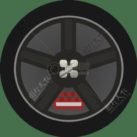 黑暗简单的汽车轮辋轮胎侧面视角
