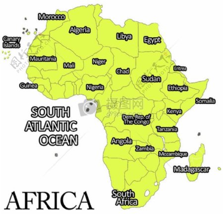 白色背景下的非洲地图