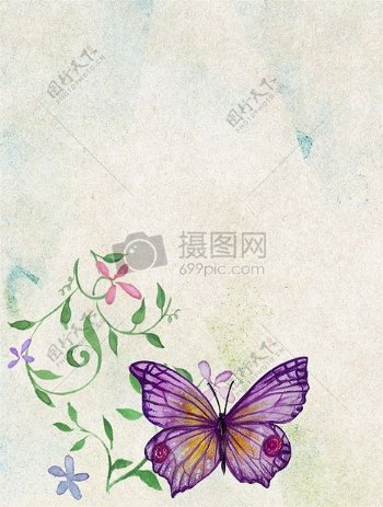 圆点背景下的蝴蝶水彩画