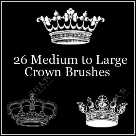 26种不同样式的皇冠王冠图案photoshop笔刷素材