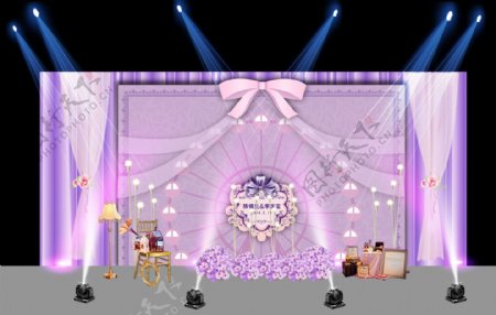 粉紫摩天轮公主风留影区婚礼背景图