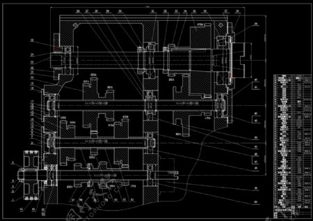 万能卧式升降台铣床主轴CAD机械图纸