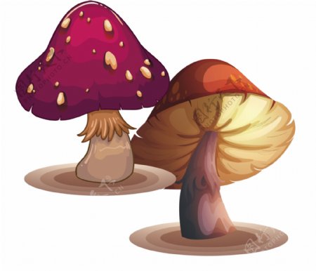 可爱唯美卡通蘑菇设计素材