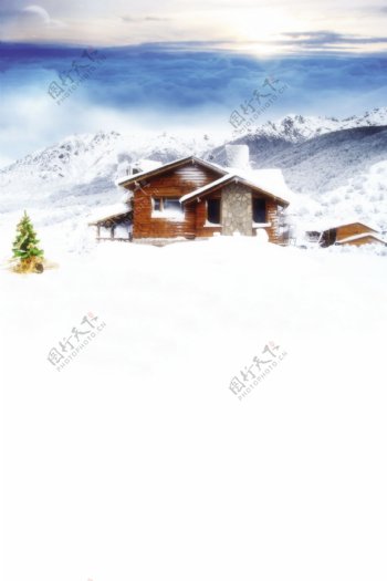 雪山房屋H5背景