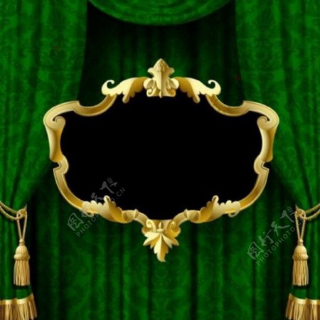 绿色布帘背景素材