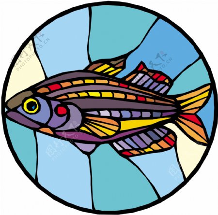 五彩小鱼水生动物矢量素材EPS格式0537