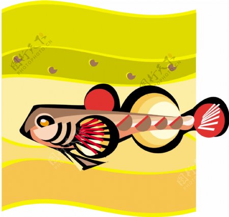 五彩小鱼水生动物矢量素材EPS格式0615