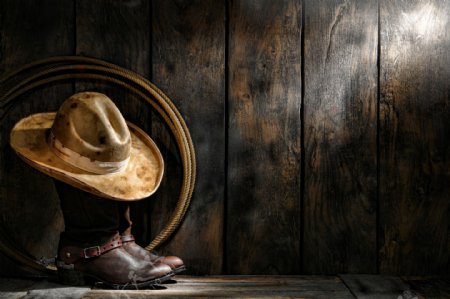 牛仔帽子与皮靴