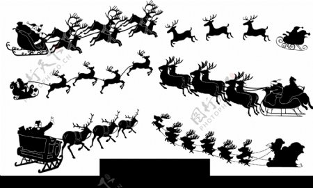 圣诞老人雪橇矢量图