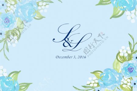 婚礼logo蓝色背景