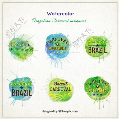 巴西水彩标签设计