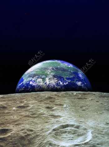 月球表面与地球图片