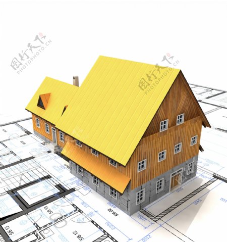 建筑平面图与房子模型图片