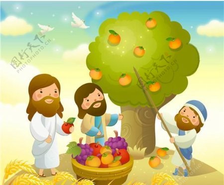 韩国矢量素材耶稣矢量素材基督教卡通世界ai格式13