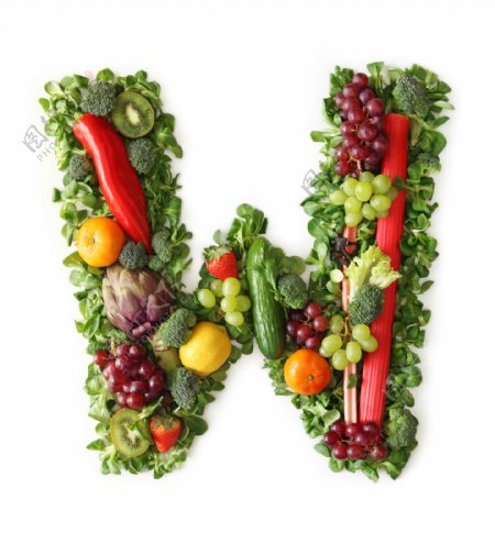 蔬菜水果组成的字母W图片