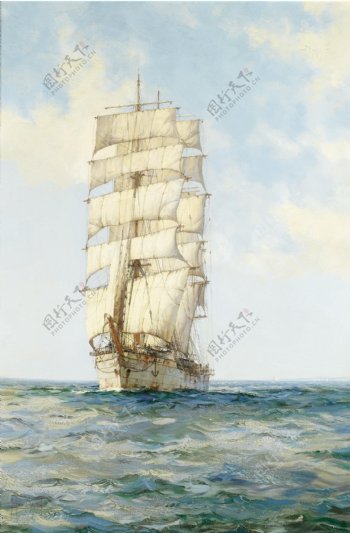 大海上的帆船油画