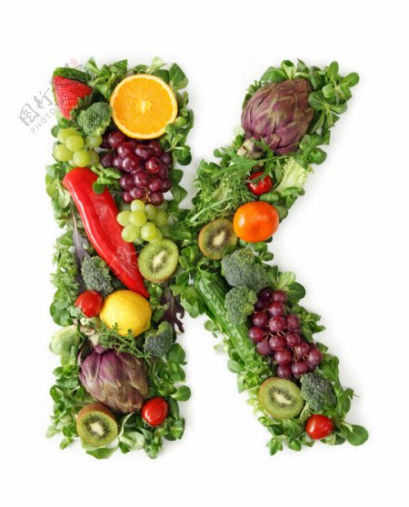 蔬菜水果组成的字母K图片