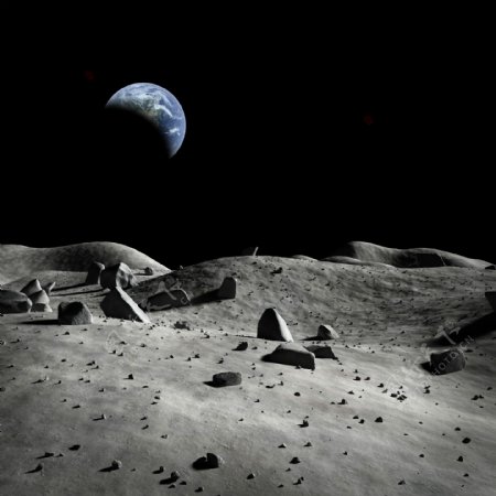 月球表面与地球图片
