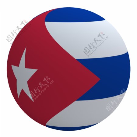 古巴国旗在球白色隔离
