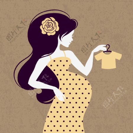 母亲节孕妇人物插画矢量