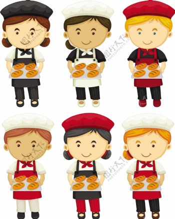 男性和女性烘焙面包插图