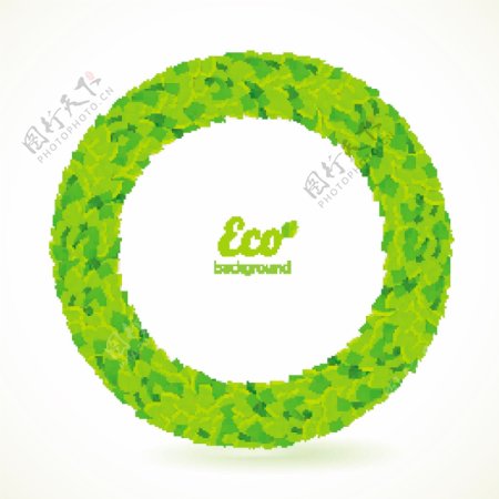 绿色绿叶环保圆环矢量素材