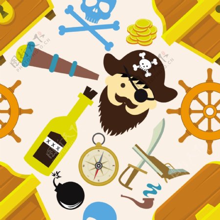 海盗图标设计元素的颜色象征自由向量