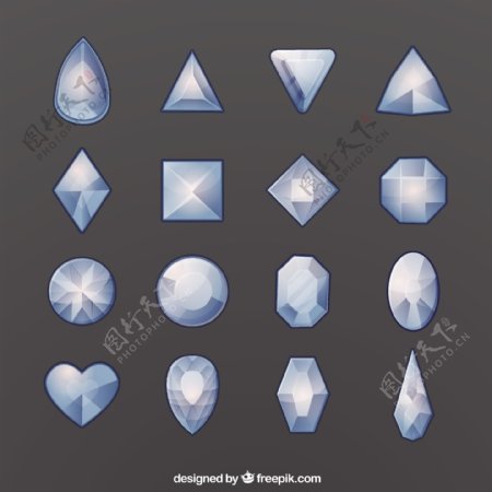 不同种类形状的宝石矢量素材