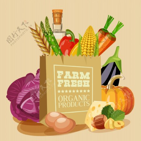 卡通矢量扁平美食蔬菜食物装饰图案设计素材