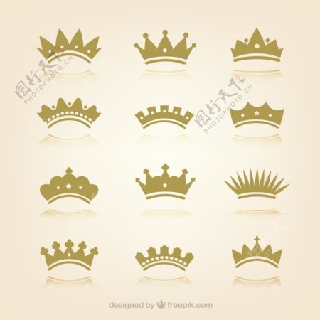 手绘各种皇冠图标设计
