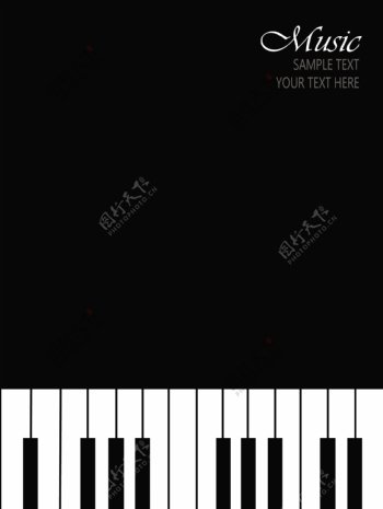 黑白琴键矢量图片