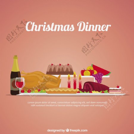 圣诞晚餐的插图
