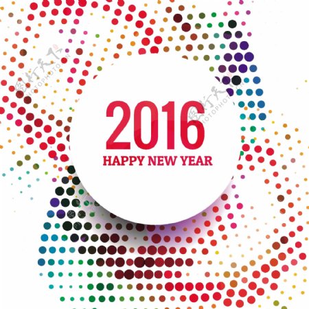 2016快乐的新的一年里有彩色的点点