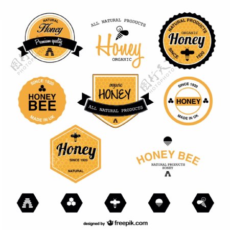 蜂蜜标签的集合