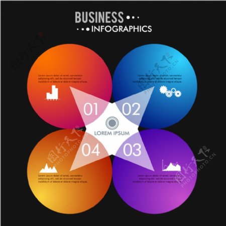 丰富多彩的业务信息图四圆形的形状
