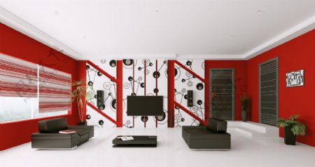 红色时尚室内设计图片