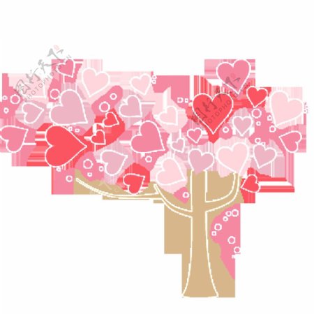 粉色爱心卡通创意树木素材