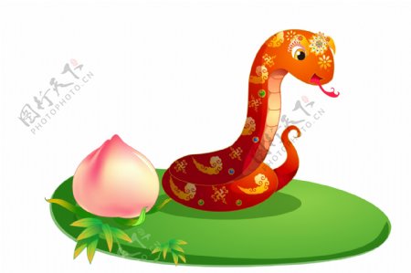 寿桃与卡通蛇图片