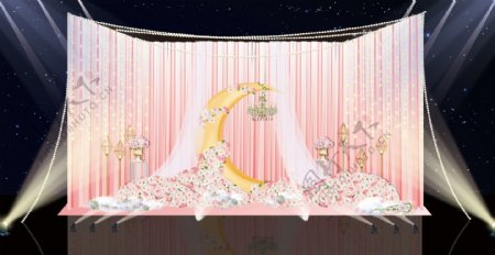 粉色留影婚礼背景墙