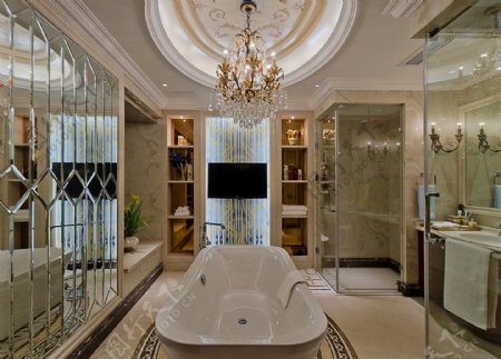 欧式豪华浴室浴缸设计图