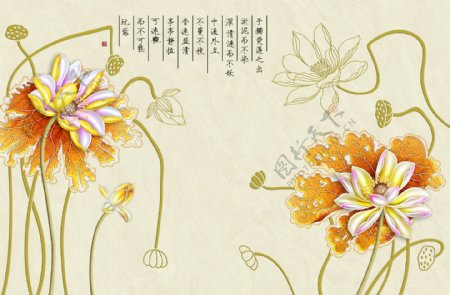 牡丹装饰花卉背景墙