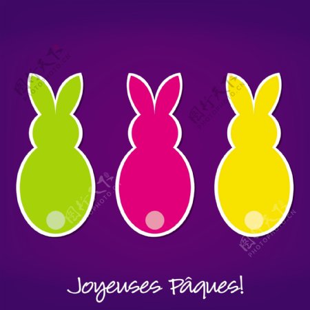 法国的复活节兔子卡矢量格式