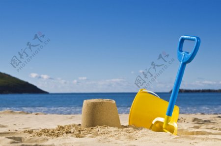 海边的沙雕与工具