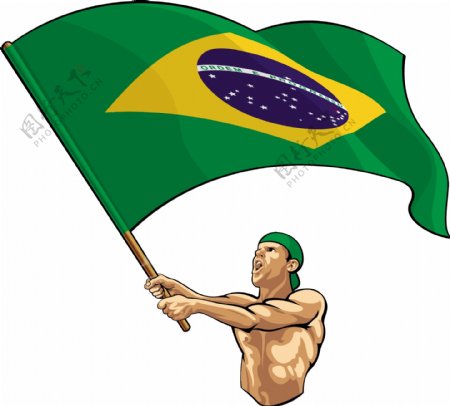 举着巴西国旗的运动人物