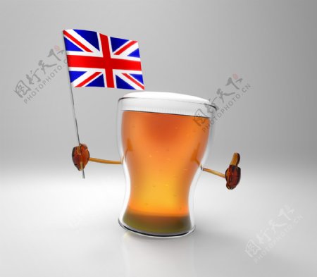 英国国旗与啤酒图片